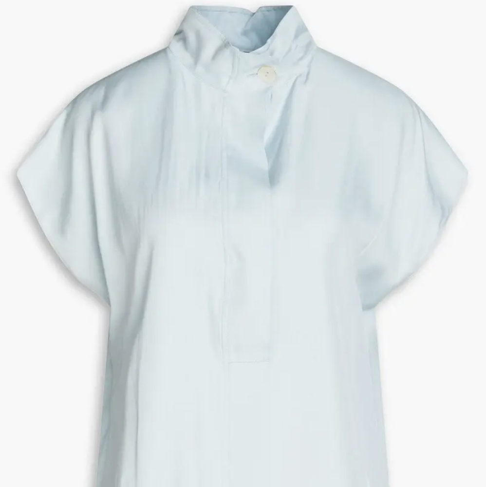 NWT Vince S Silk Blend Twill Short Sleeve Blouse